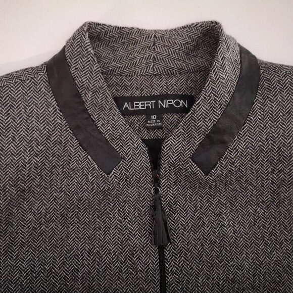 Albert Nipon Ladies Size 10 Black & Dark Grey Fully Lined Wool Blazer - Picture 5 of 12